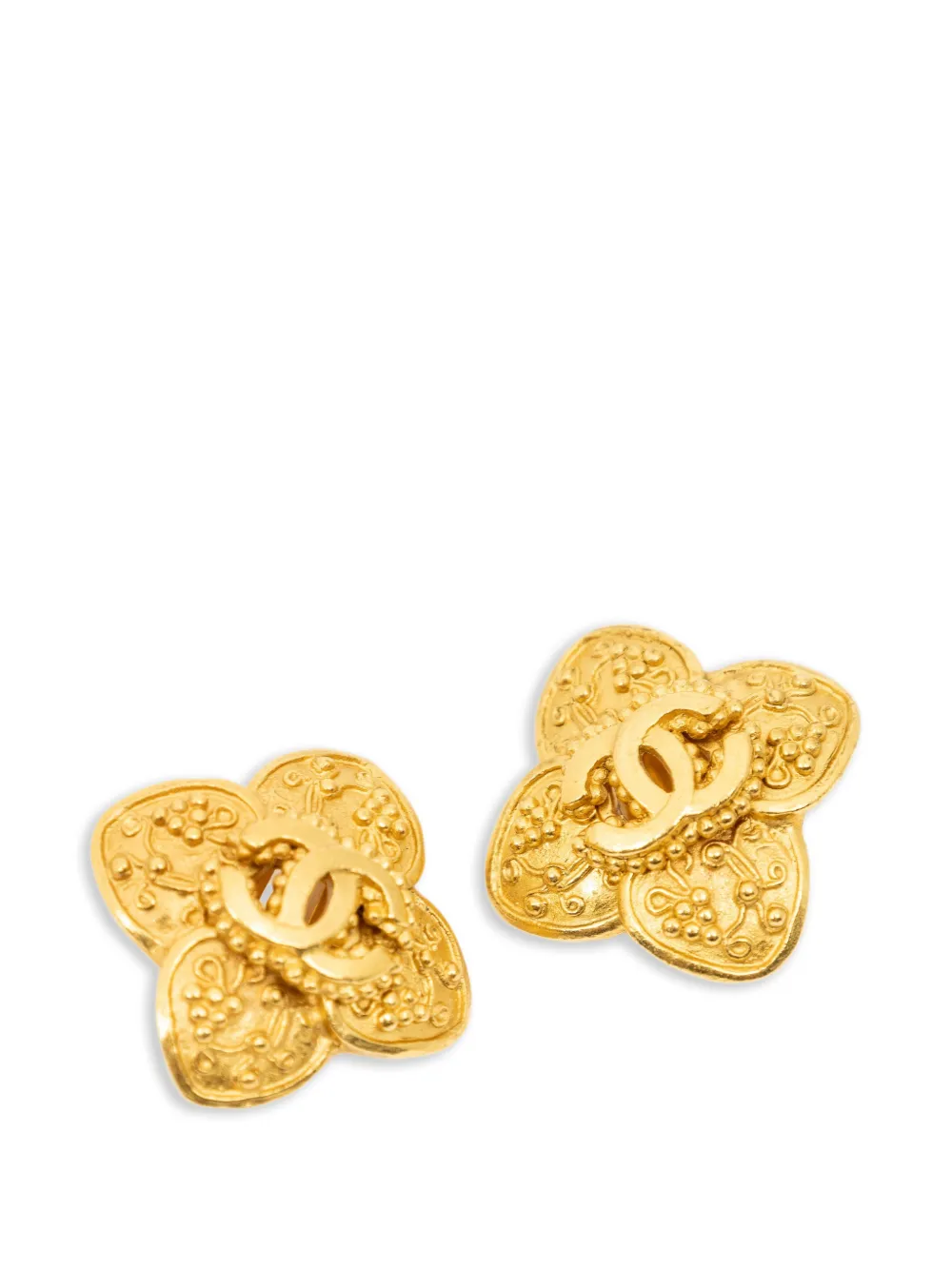 CHANEL Pre-Owned CC floral clip-on earrings - Oro