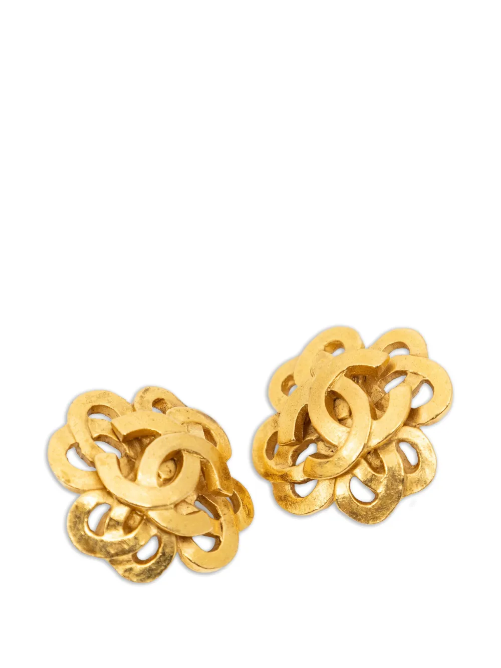 CHANEL Pre-Owned interlocking CC floral earrings - Oro