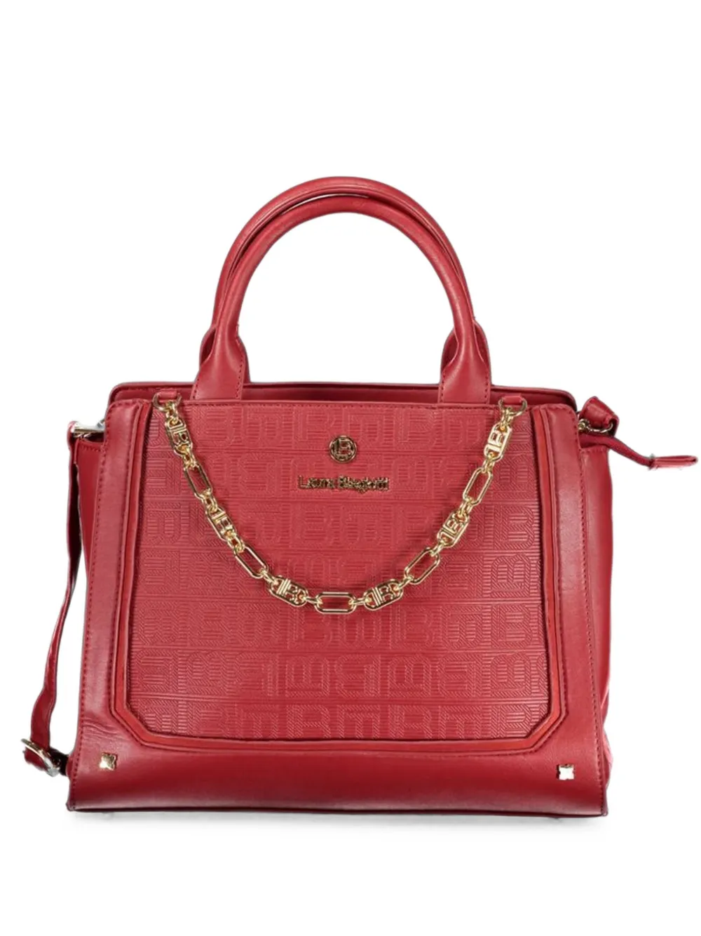 Laura Biagiotti monogram-pattern chain-detail tote bag - Rouge Laura Biagiotti monogram-pattern chain-detail tote bag - Rouge