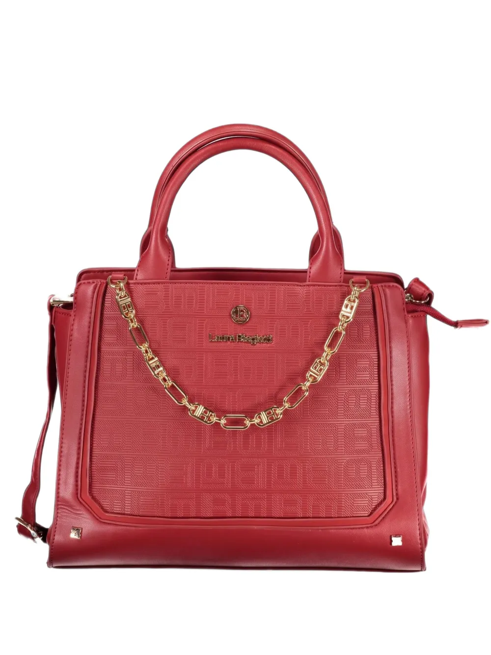 Laura Biagiotti monogram-pattern chain-detail tote bag Rood