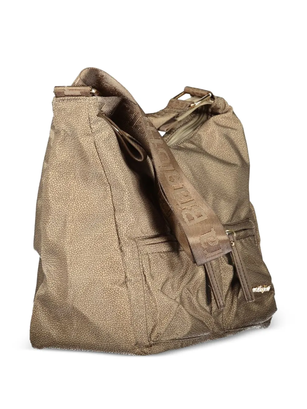 Laura Biagiotti Schoudertas met logoband en rits Beige