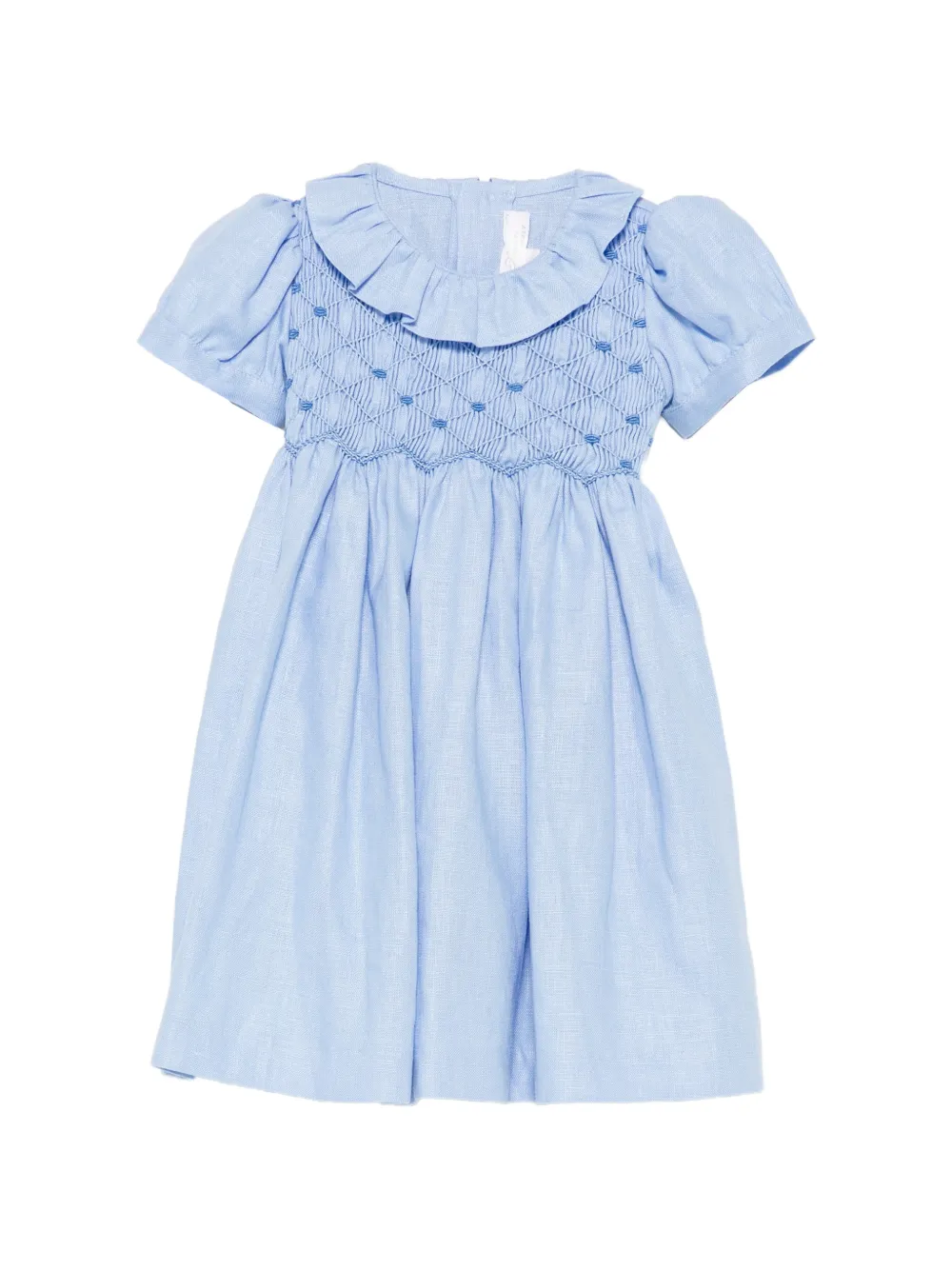 Mariella Ferrari smocked ruffled-collar dress - Blu