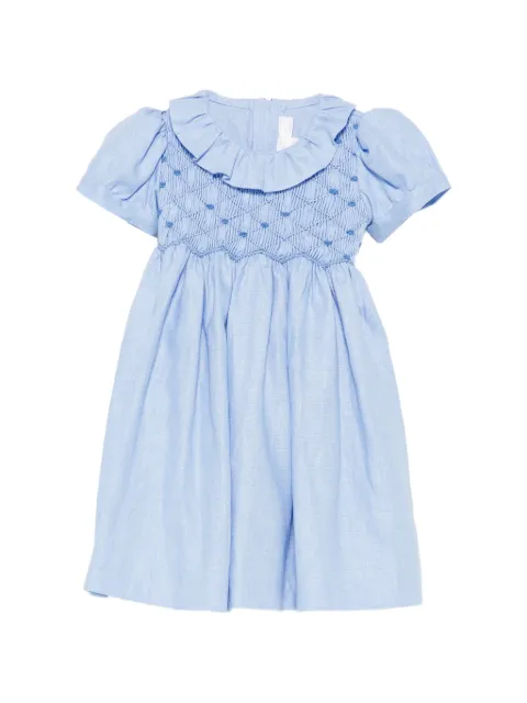Mariella Ferrari smocked ruffled-collar dress