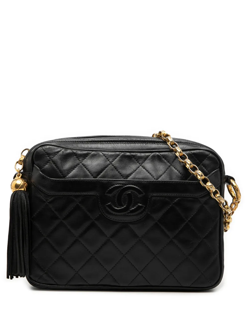 CHANEL Pre-Owned 1989-1991 CC Quilted Lambskin Tassel Camera Bag crossbody bag - Nero