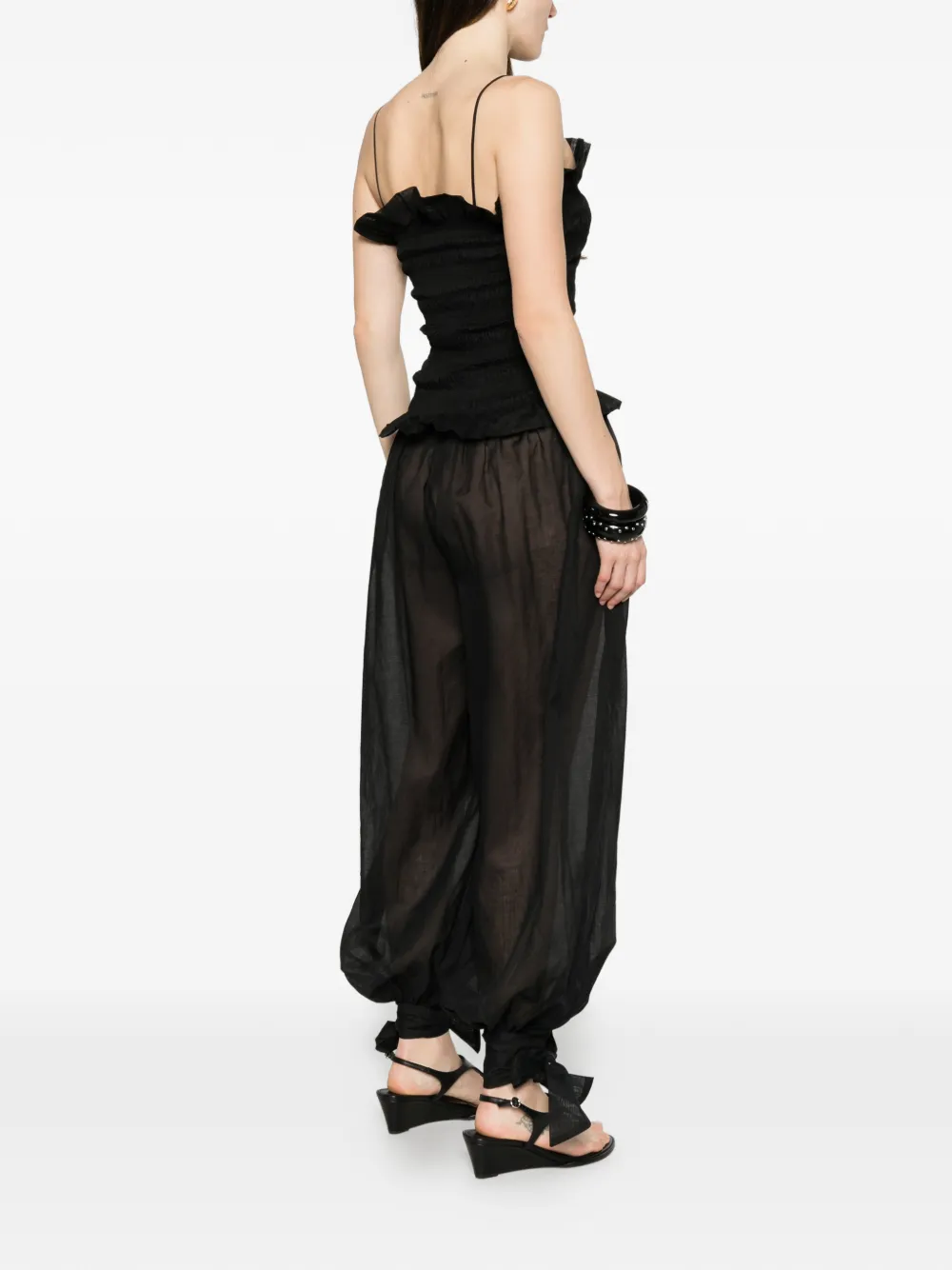 THE ANDAMANE Noor jumpsuit met ruches Zwart