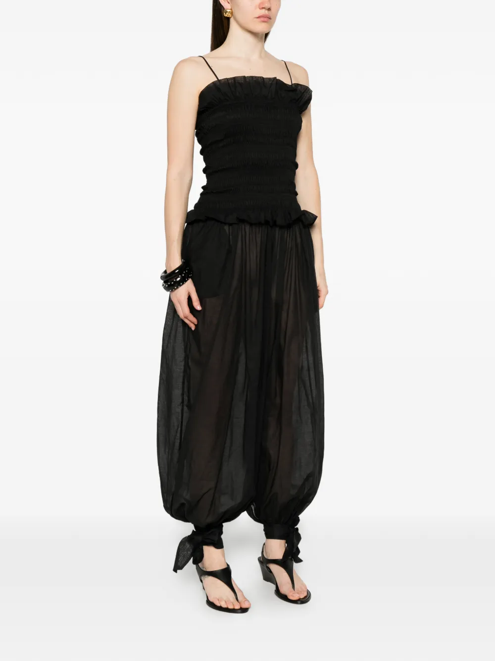 THE ANDAMANE Noor jumpsuit met ruches Zwart