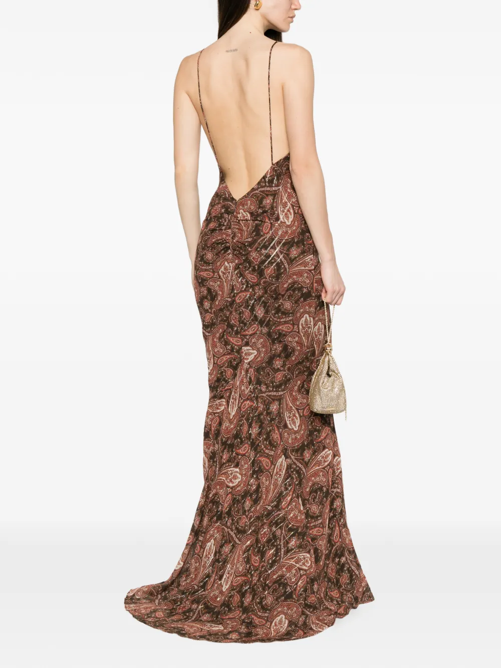 THE ANDAMANE Ninfea maxi-jurk met paisley-print Bruin