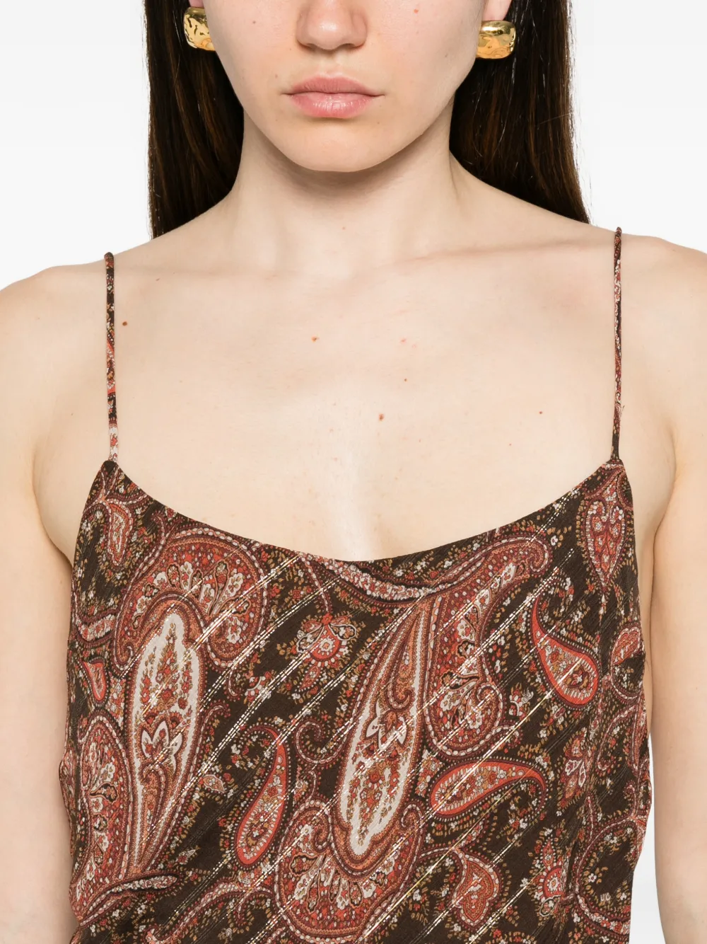THE ANDAMANE Ninfea maxi-jurk met paisley-print Bruin
