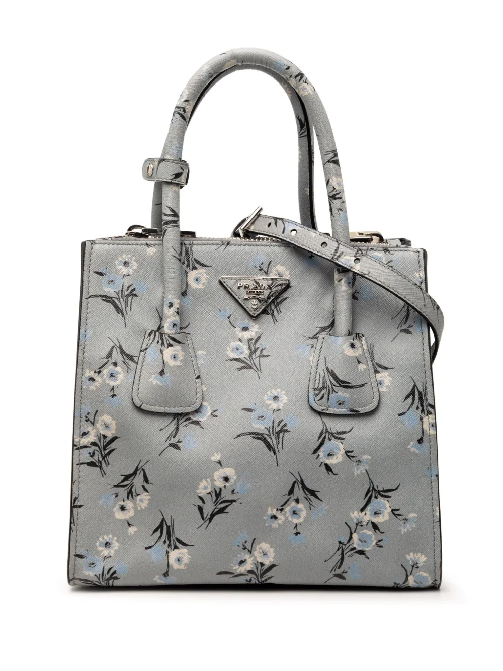 Prada Pre-Owned 2010-2026 Saffiano Floral Print Twin Pocket satchel - Grigio