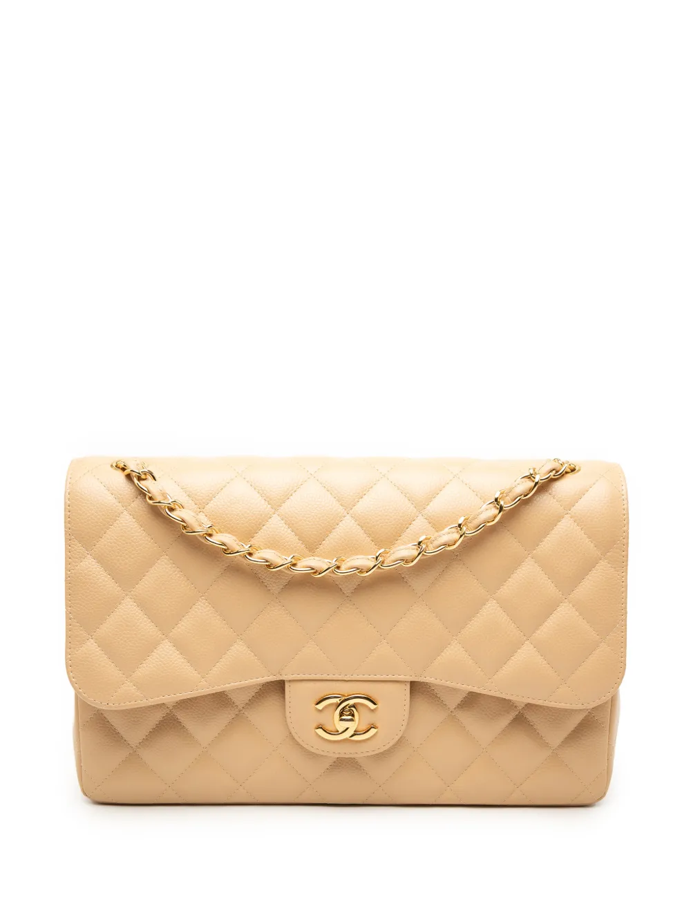 CHANEL Pre-Owned 2018 Jumbo Classic Caviar Double Flap shoulder bag - Neutrals