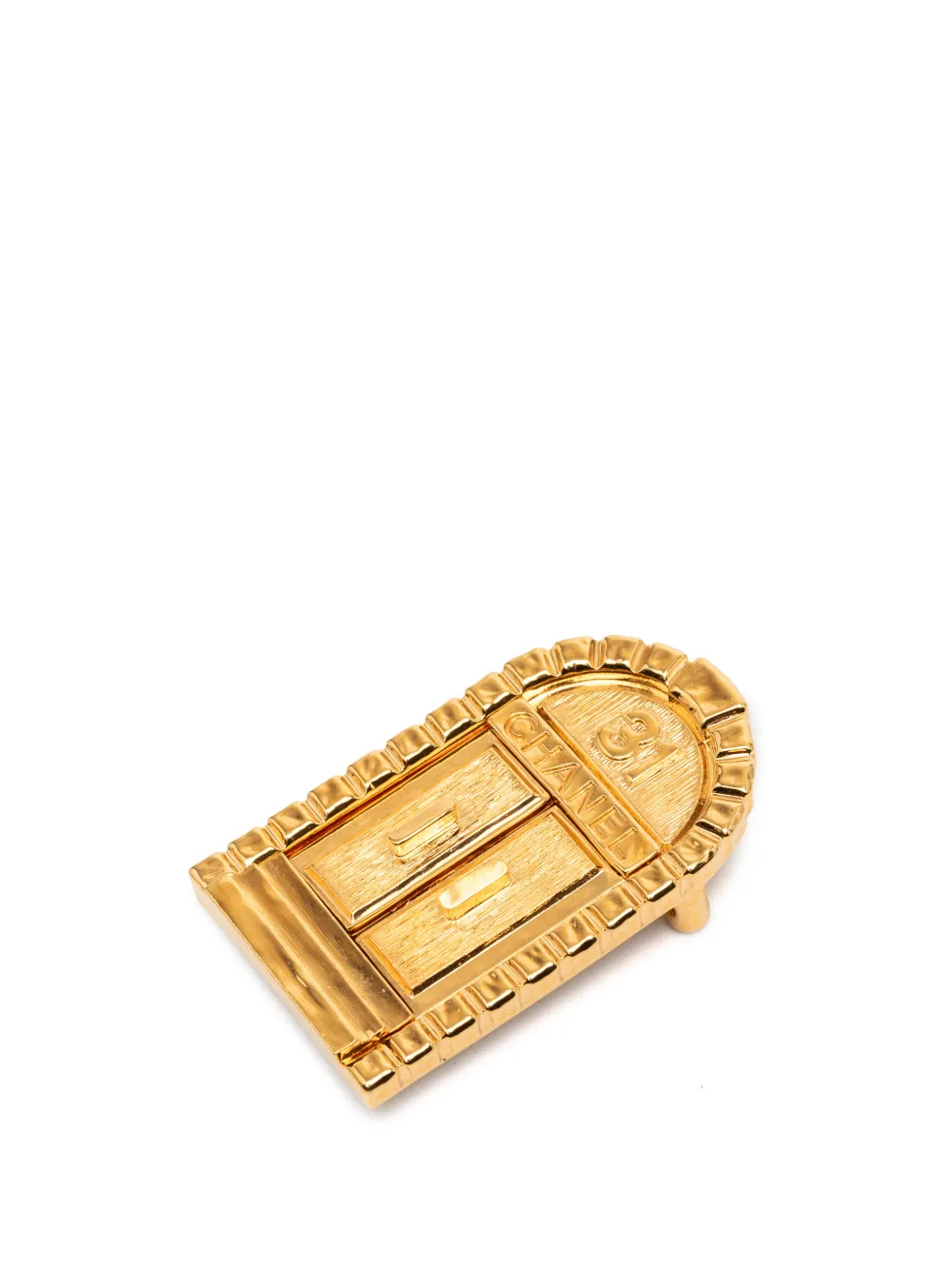 CHANEL Pre-Owned 2022 Gold Plated 31 Rue Cambon Door Pin Brooch costume brooch - Oro