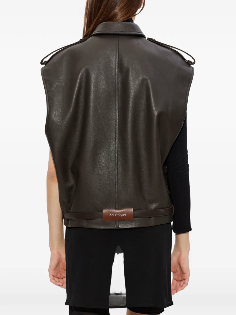 Courrèges Gilet met ceintuur en rits aan de voorkant Bruin