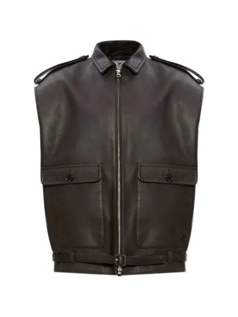 Courrèges sleeveless leather bomber jacket