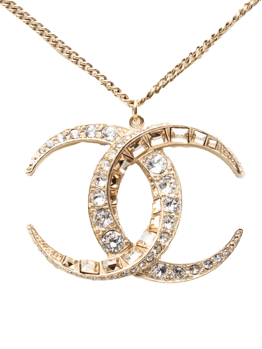 CHANEL Pre-Owned 2015 CC Gold Plated Strass Moon Pendant Necklace costume necklace - Oro