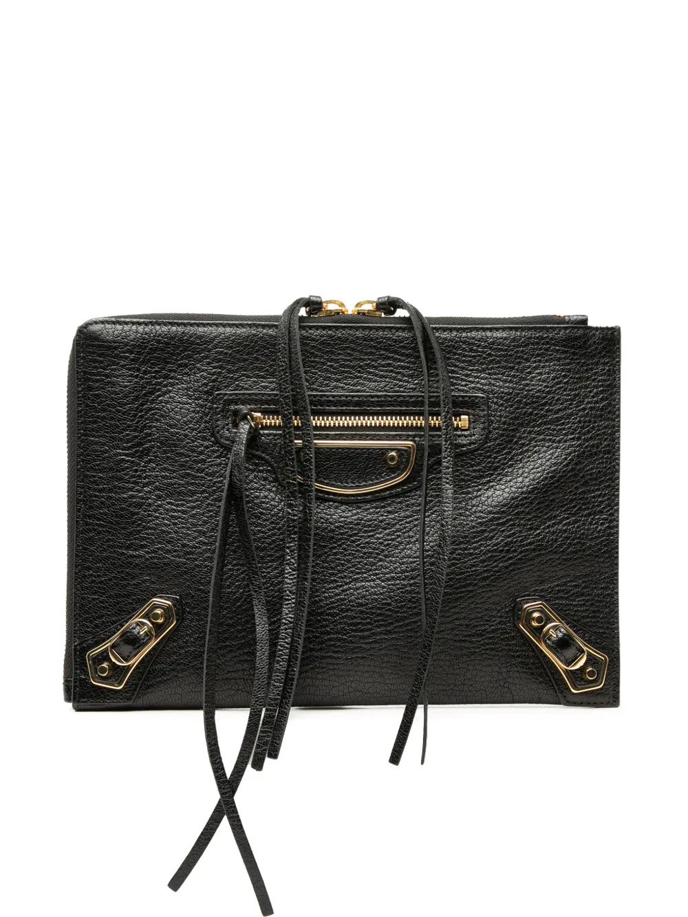 Balenciaga Pre-Owned 2010-2026 Lambskin Motocross Metallic Edge Flat clutch bag - Nero