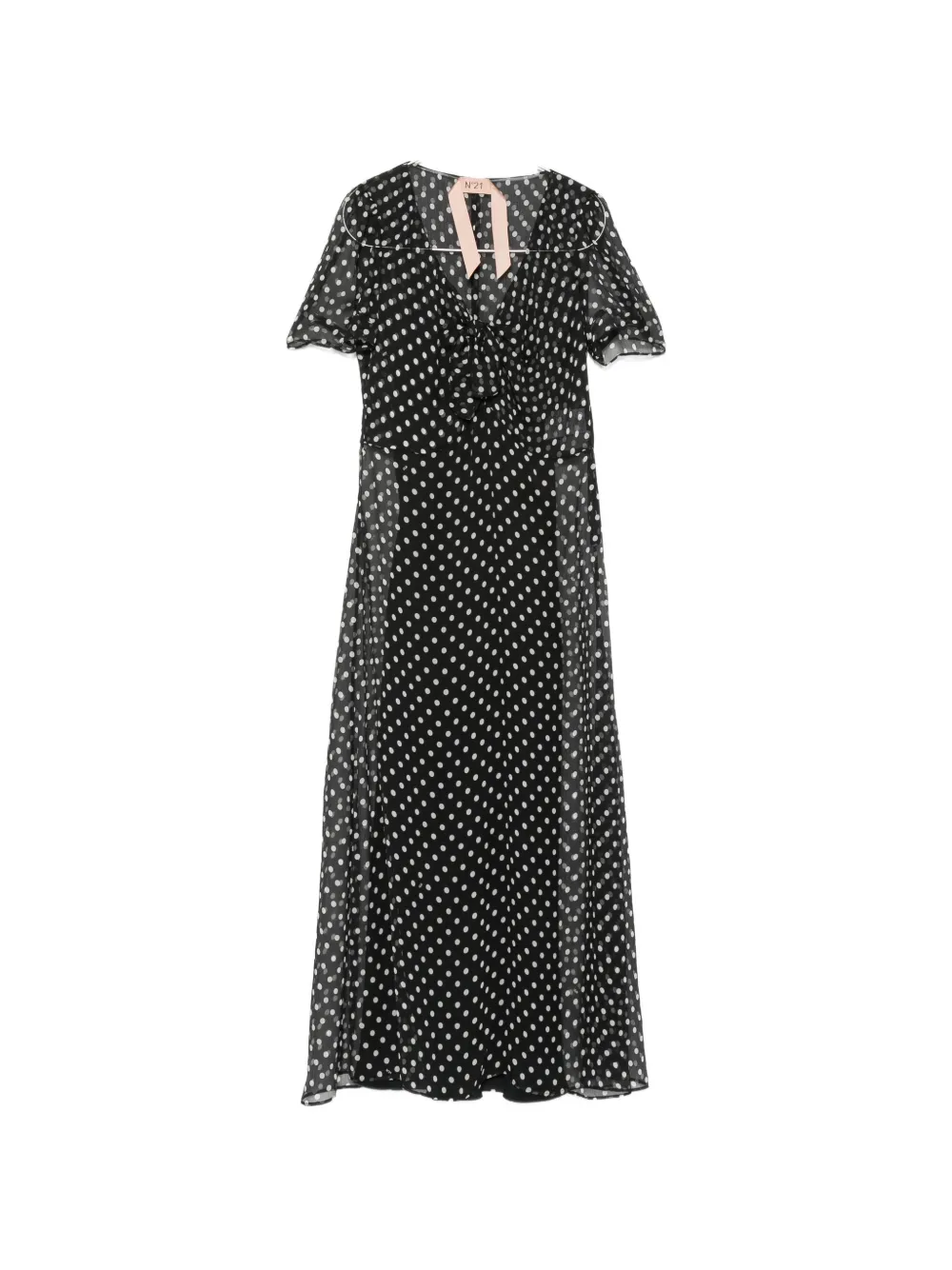 Nº21 polka dot silk midi dress - Nero