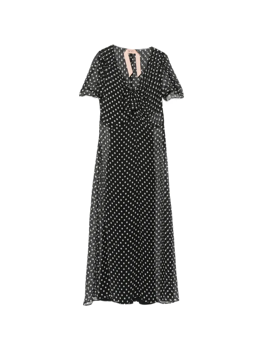 Nº21 polka dot silk midi dress - Nero