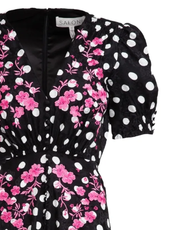 Saloni Lea polka-dot Maxi Dress | Black | FARFETCH