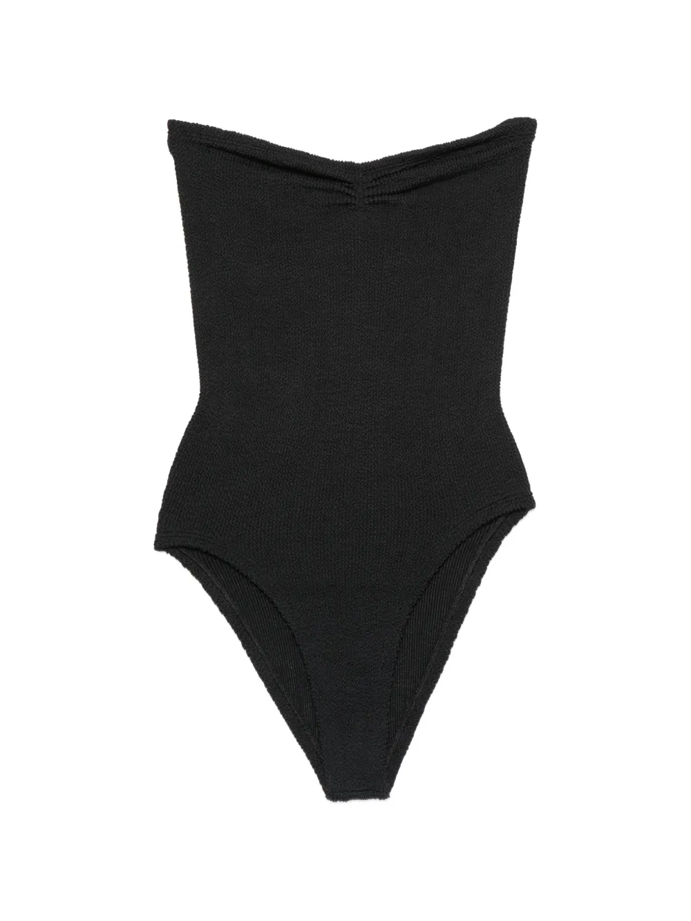 Hunza G crinkle-effect strapless swimsuit - Nero