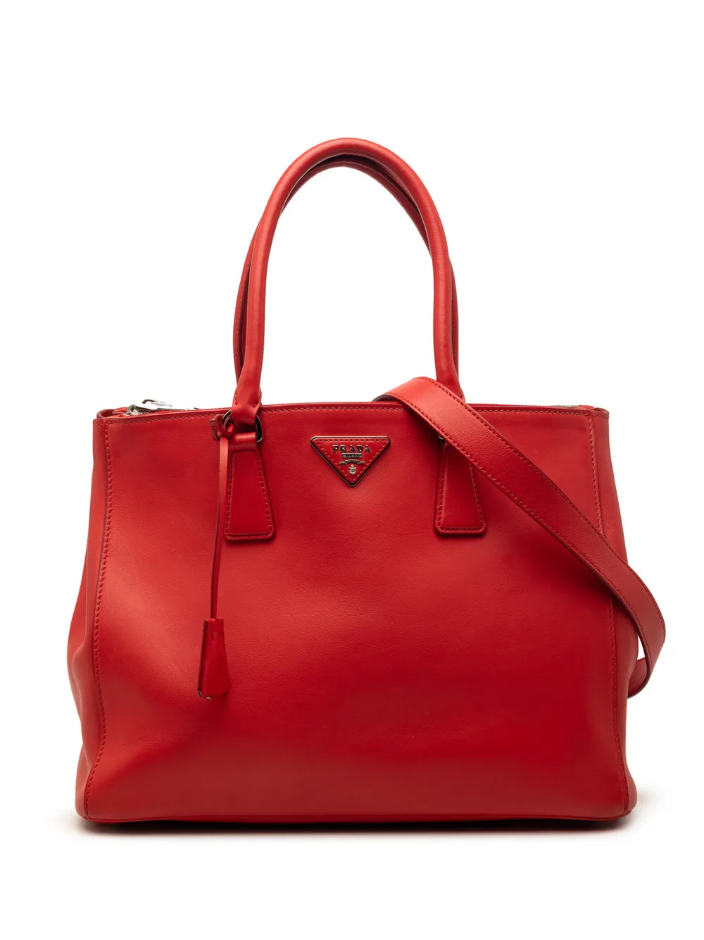 Prada Pre-Owned 2010-2026 Medium City Calf Galleria Double Zip satchel - Rosso