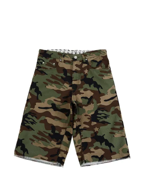 HELLSTAR camouflage-print raw-edge shorts