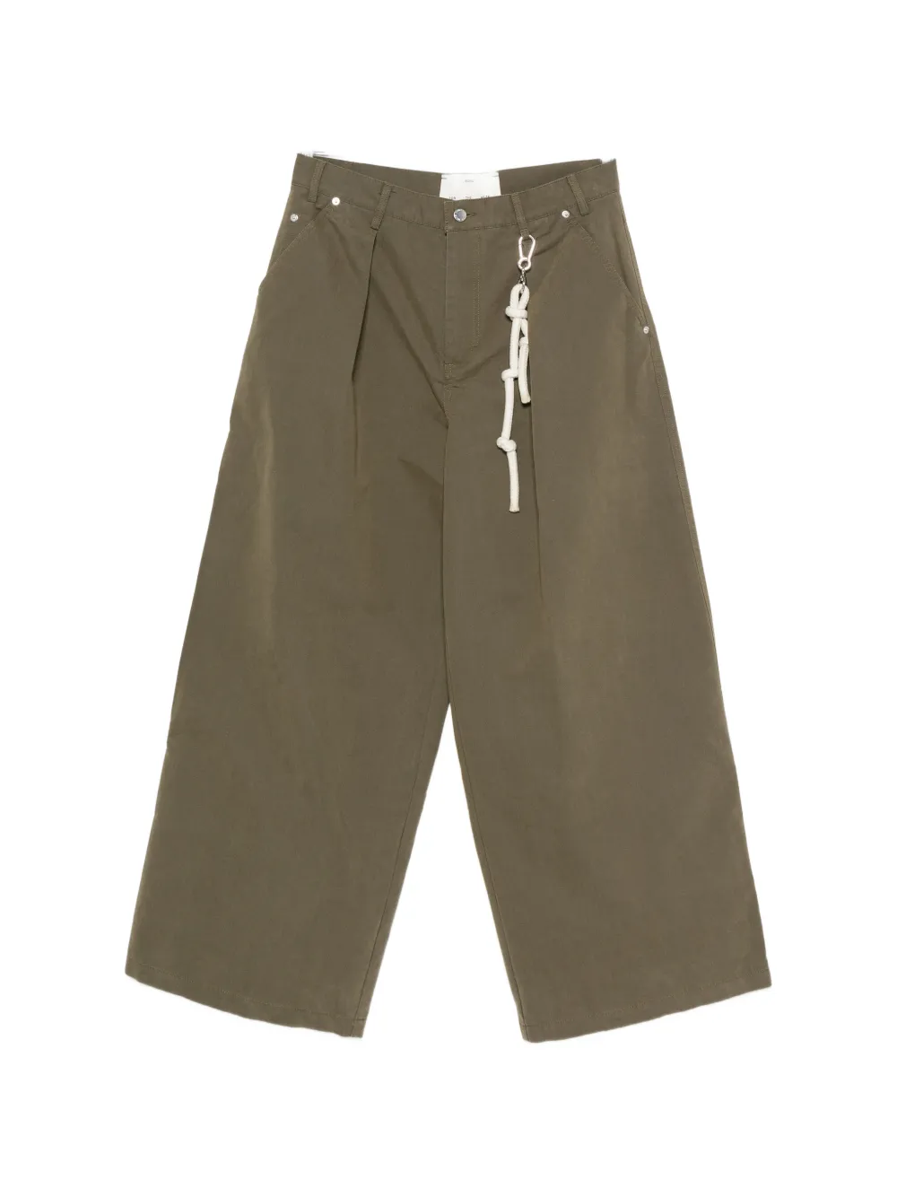 Song For The Mute wide-leg pleated cotton trousers - Verde