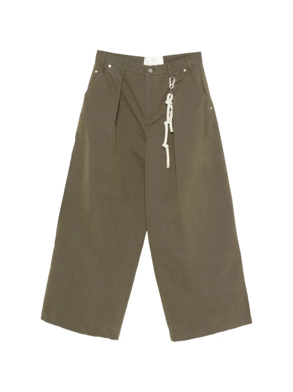 Song For The Mute wide-leg pleated cotton trousers - Verde