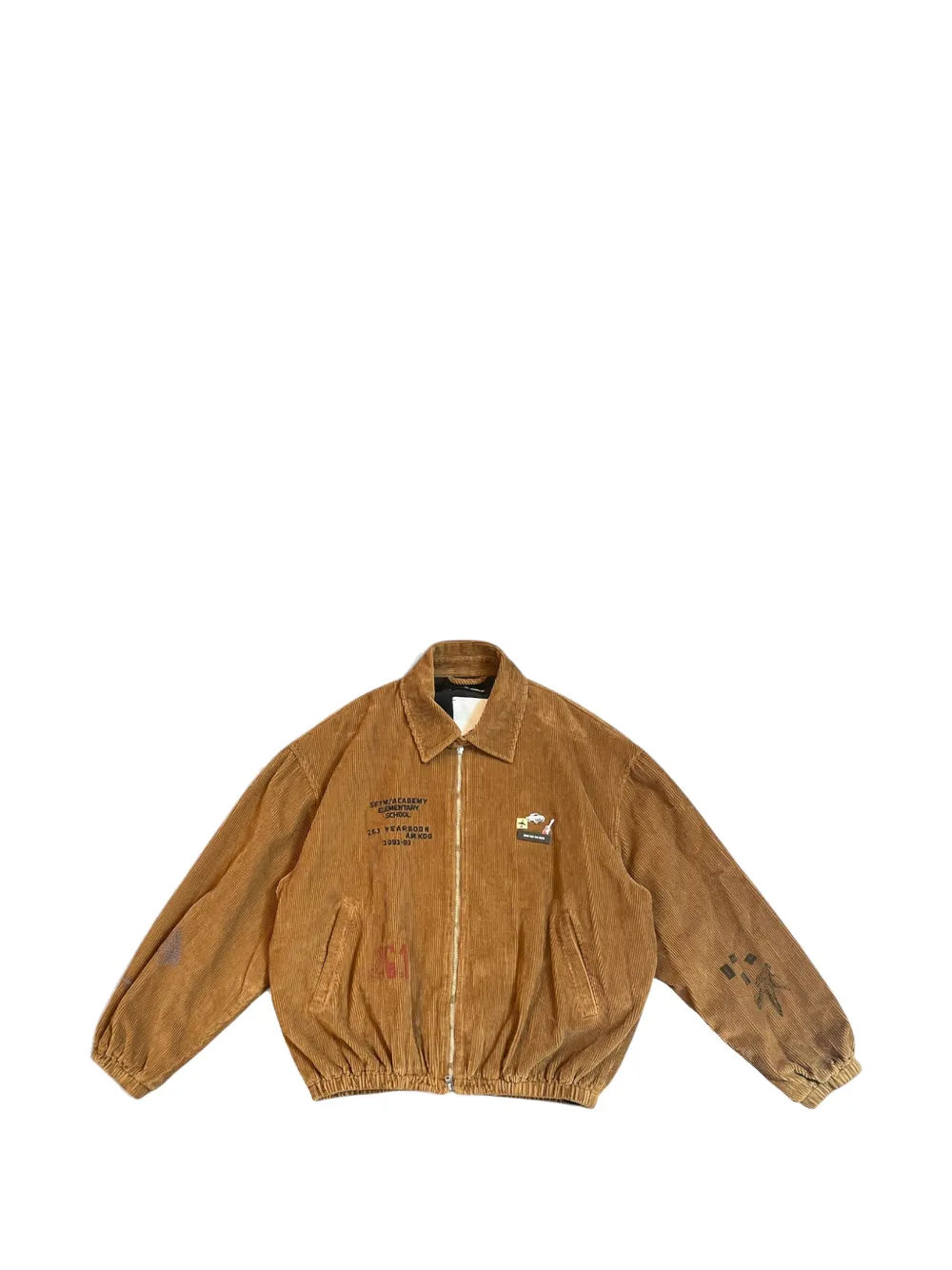 Song For The Mute School Portrait corduroy bomber jacket - Marrone