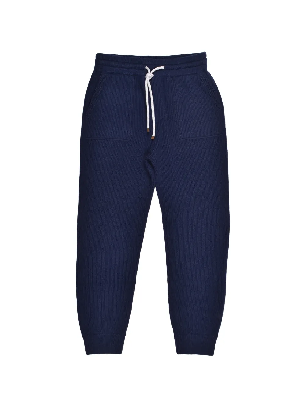 Brunello Cucinelli ribbed-knit cashmere track pants - Blu