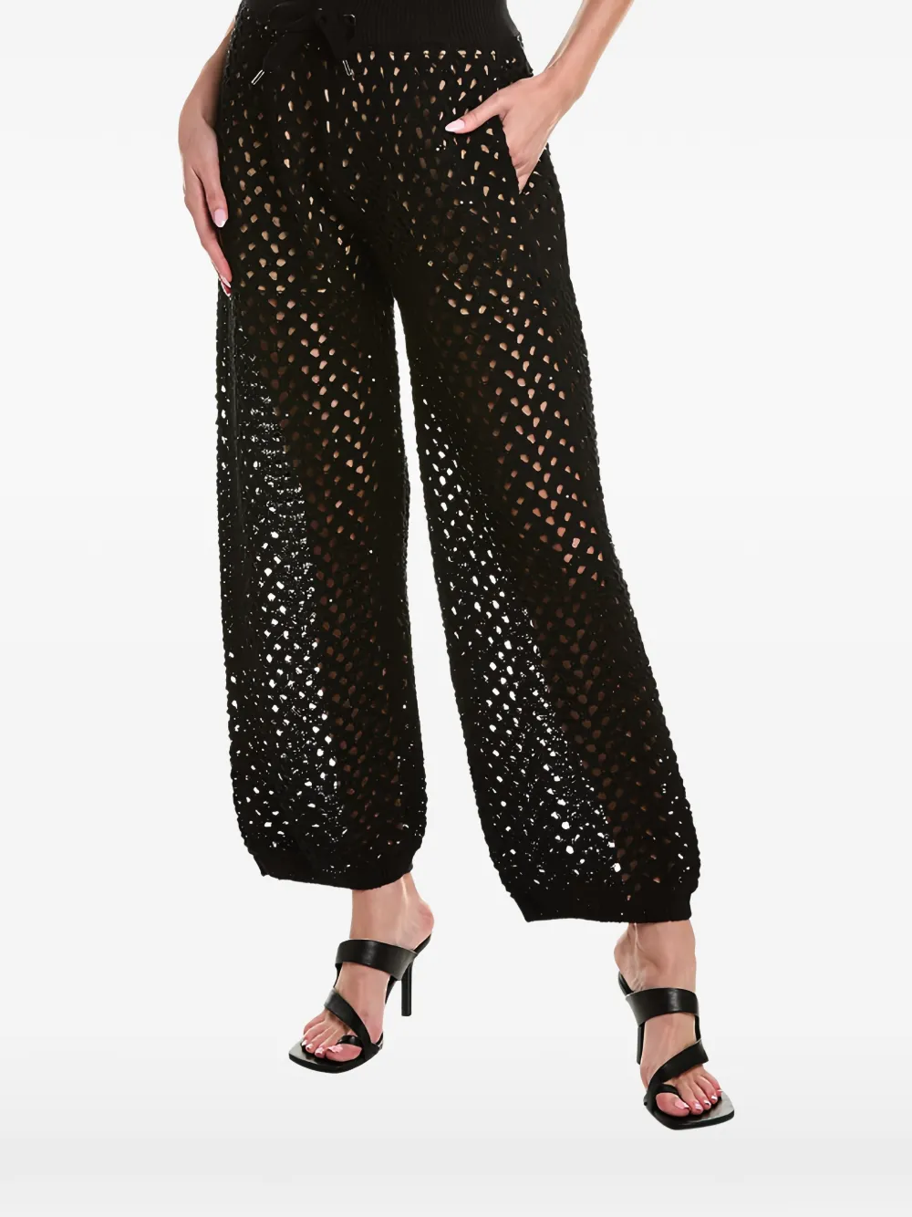 Brunello Cucinelli open-knit drawstring trousers - Nero