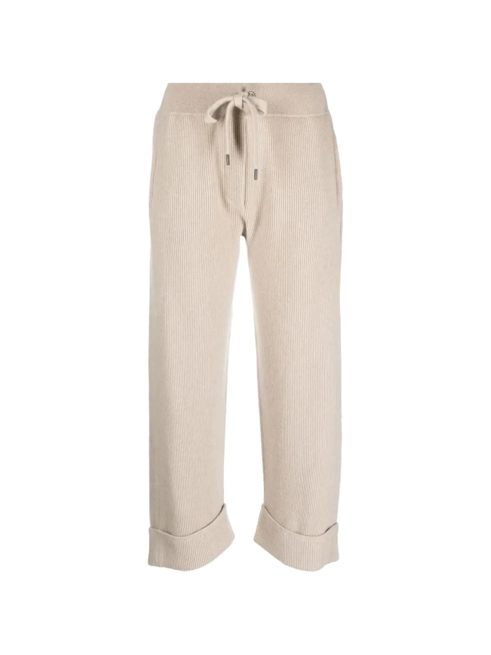 Brunello Cucinelli ribbed-knit turn-up track pants - Toni neutri