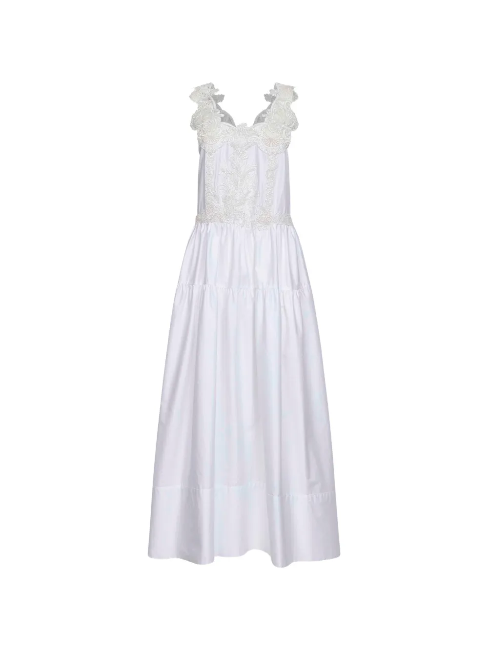 Maurizio lace-trim embroidered mid8 dress - White