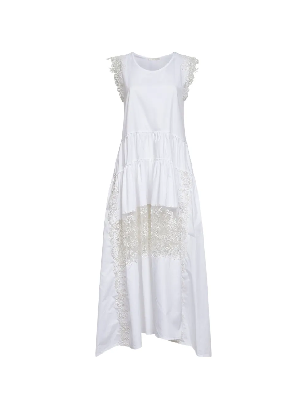 Maurizio lace-trim tiered maxi dress - Bianco