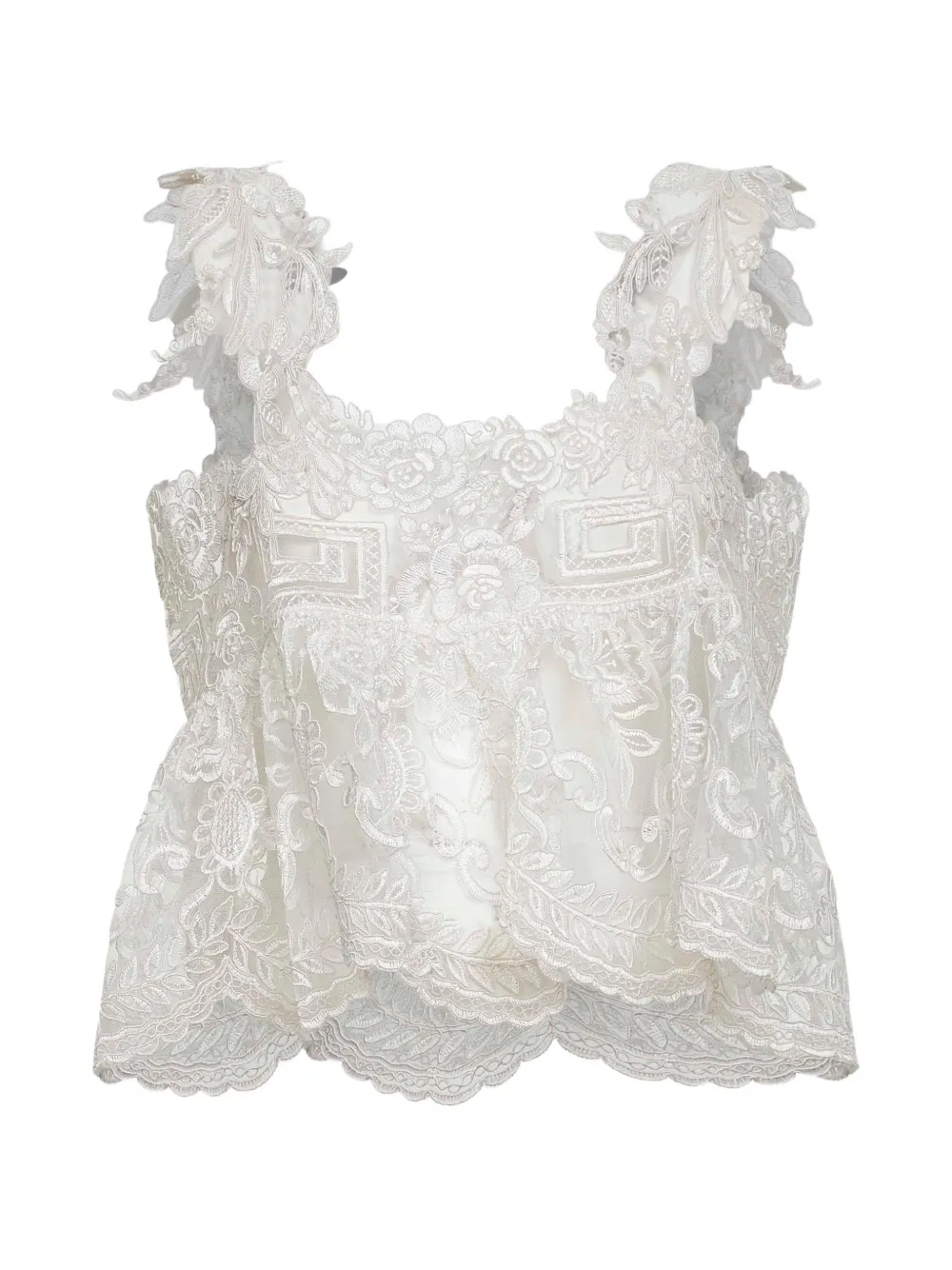 Maurizio lace-embroidered lace-up top - Bianco