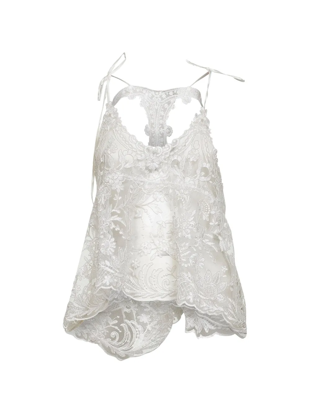Maurizio lace-embroidered racer-back top - Bianco