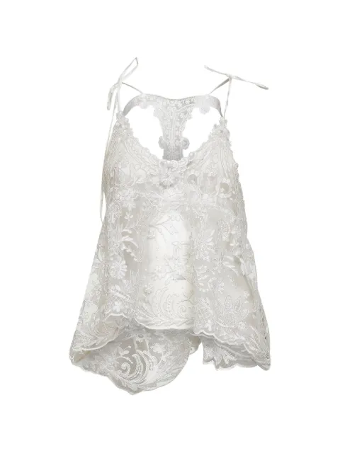 Maurizio lace-embroidered racer-back top