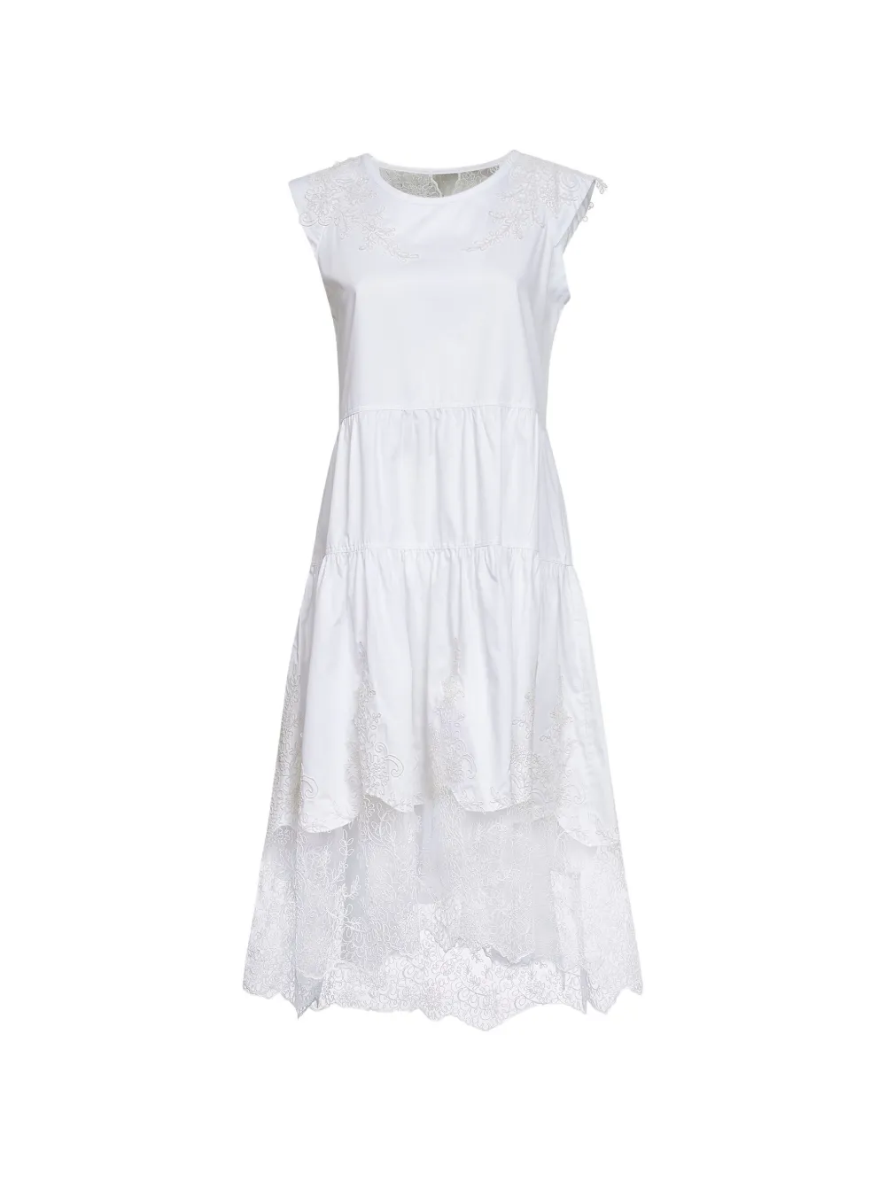 Maurizio lace-embroidered ruffled dress - Weiß