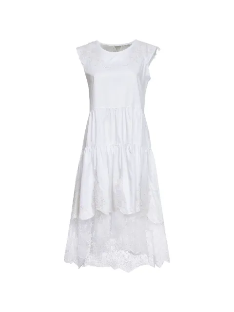 Maurizio lace-embroidered ruffled dress