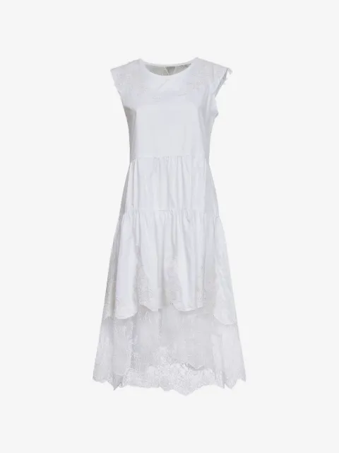Maurizio lace-embroidered ruffled dress