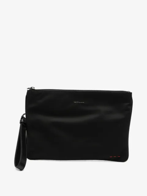 Kiton logo-plaque zip-top pouch bag