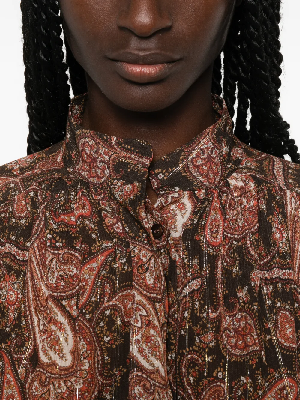 THE ANDAMANE Rania gesmockte mini-jurk met paisley-print Bruin
