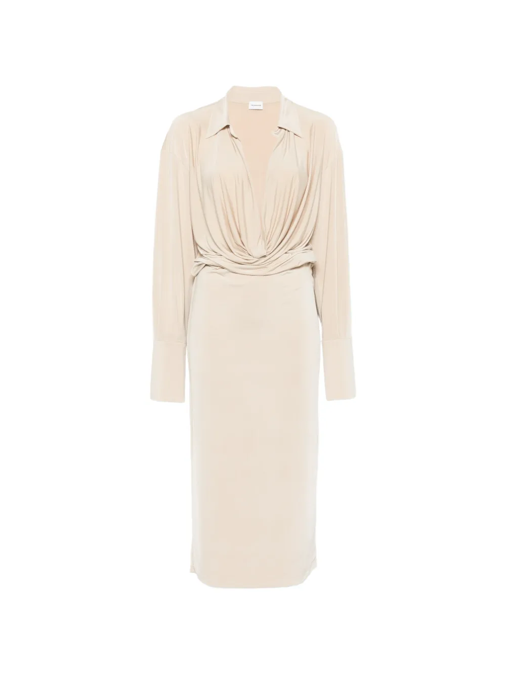 THE ANDAMANE Lilia draped-neck long-sleeve dress - Toni neutri