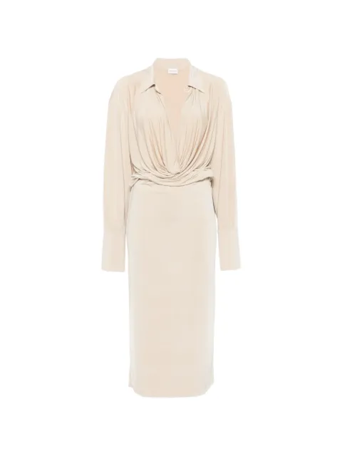 THE ANDAMANE Lilia draped-neck long-sleeve dress