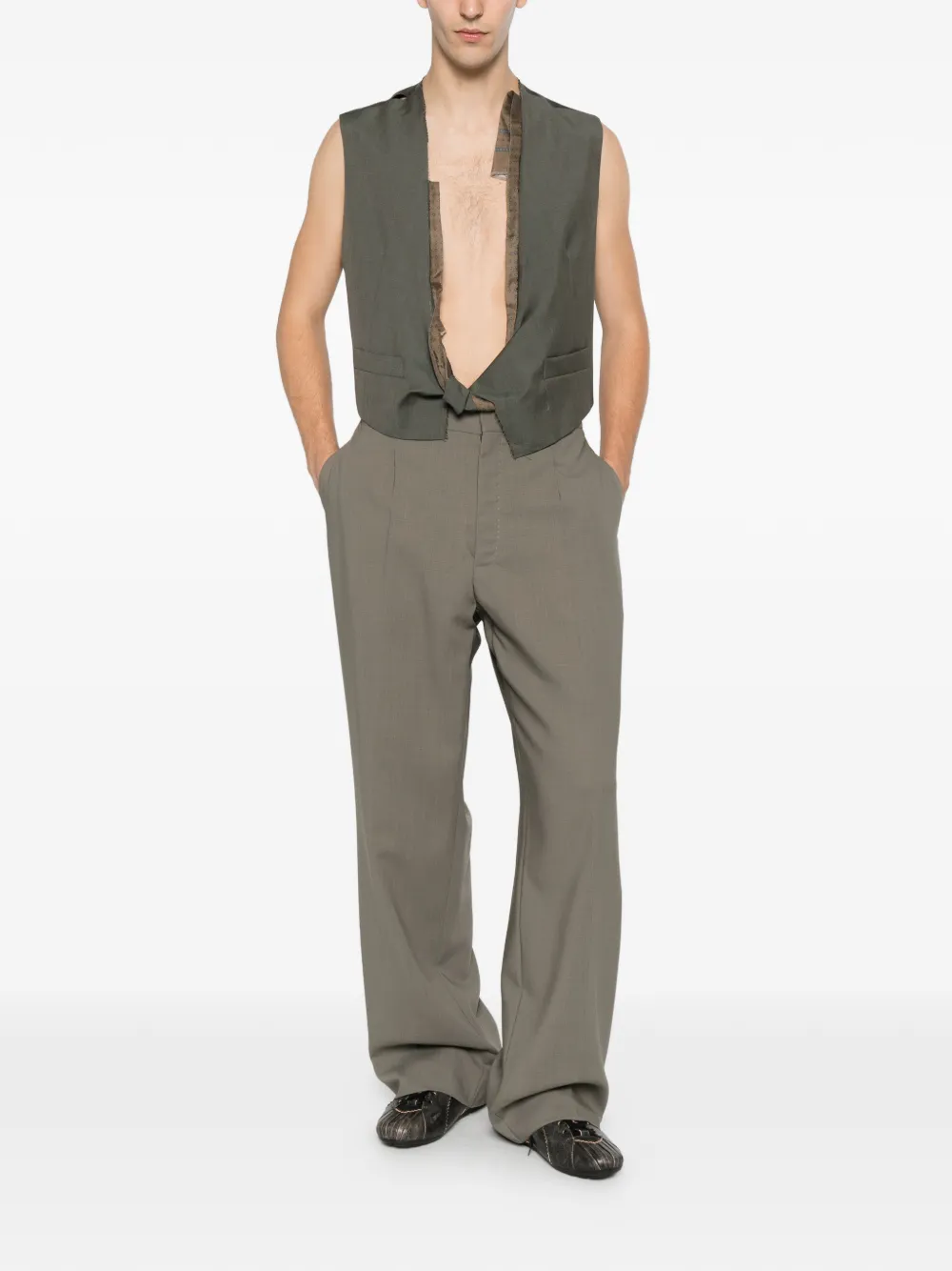 Magliano Gilet met geknoopt detail en gerafelde rand Groen