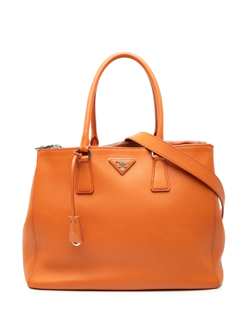 Prada Pre-Owned 2010-2026 Medium Soft Calf Galleria Double Zip Tote satchel - Arancione