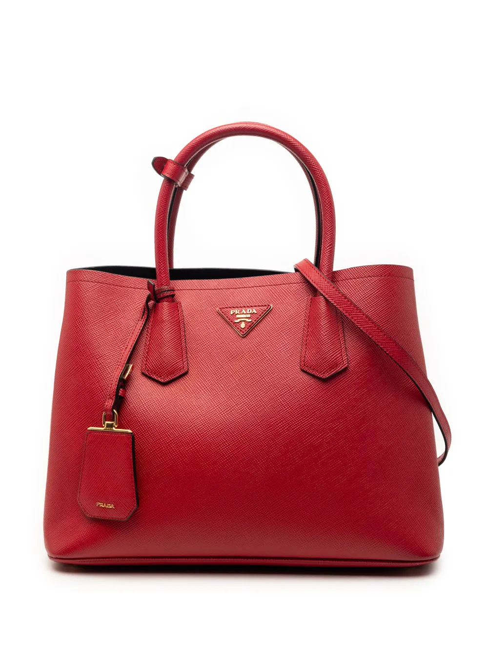 Prada Pre-Owned 2013-2026 Medium Saffiano Cuir Double satchel - Rosso