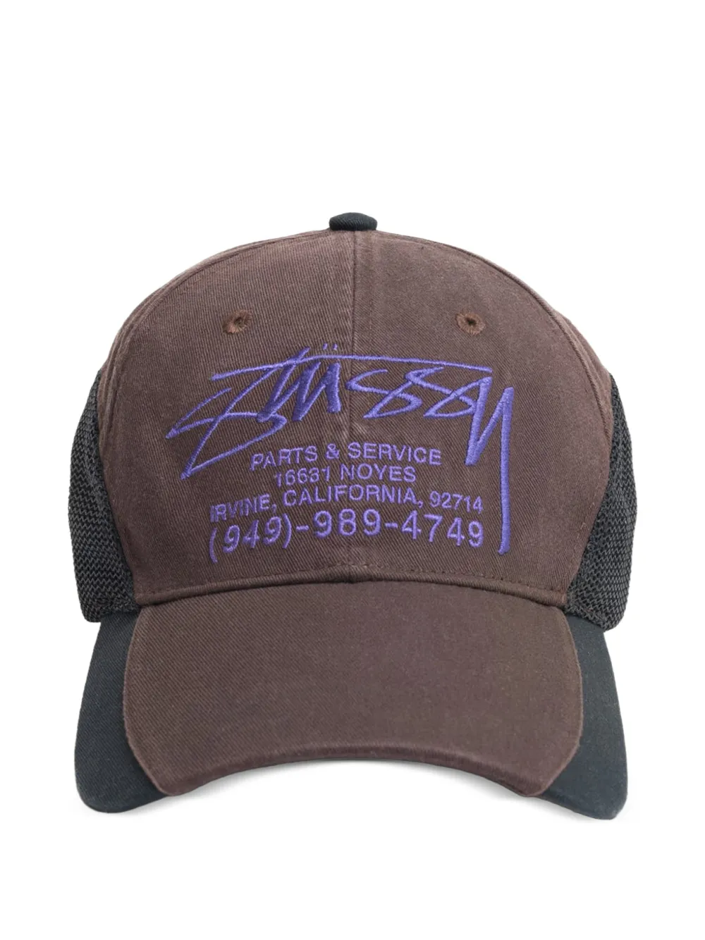 Stüssy logo-embroidered mesh-panel baseball cap - Marrone