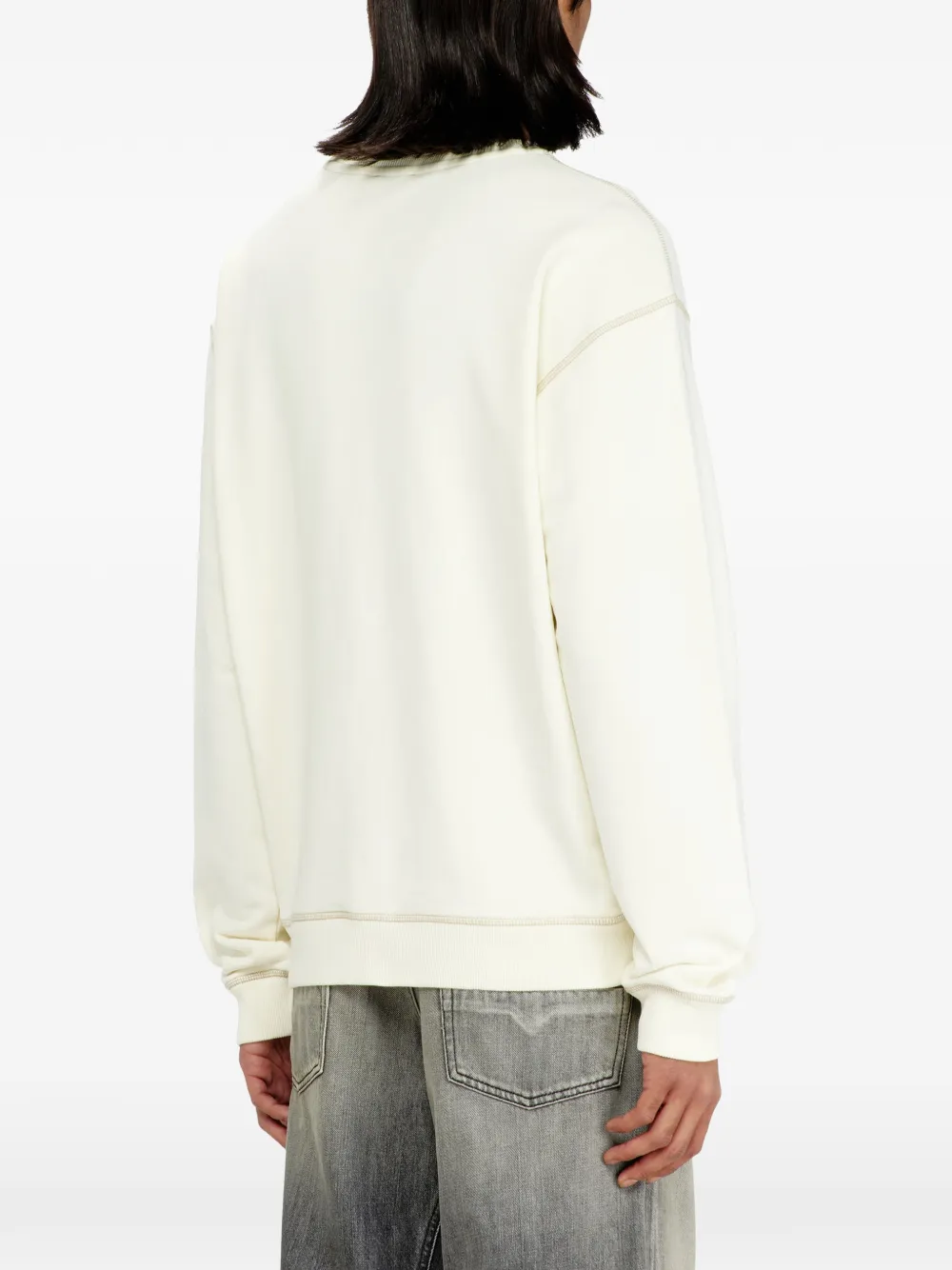 Diesel Sweater met borduurwerk en print Beige