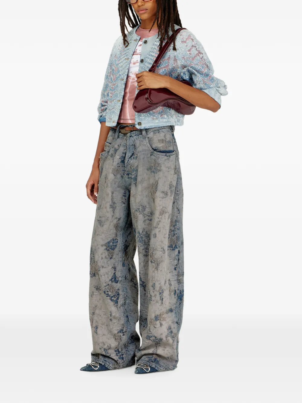 Diesel Denim jack met microsteen Blauw
