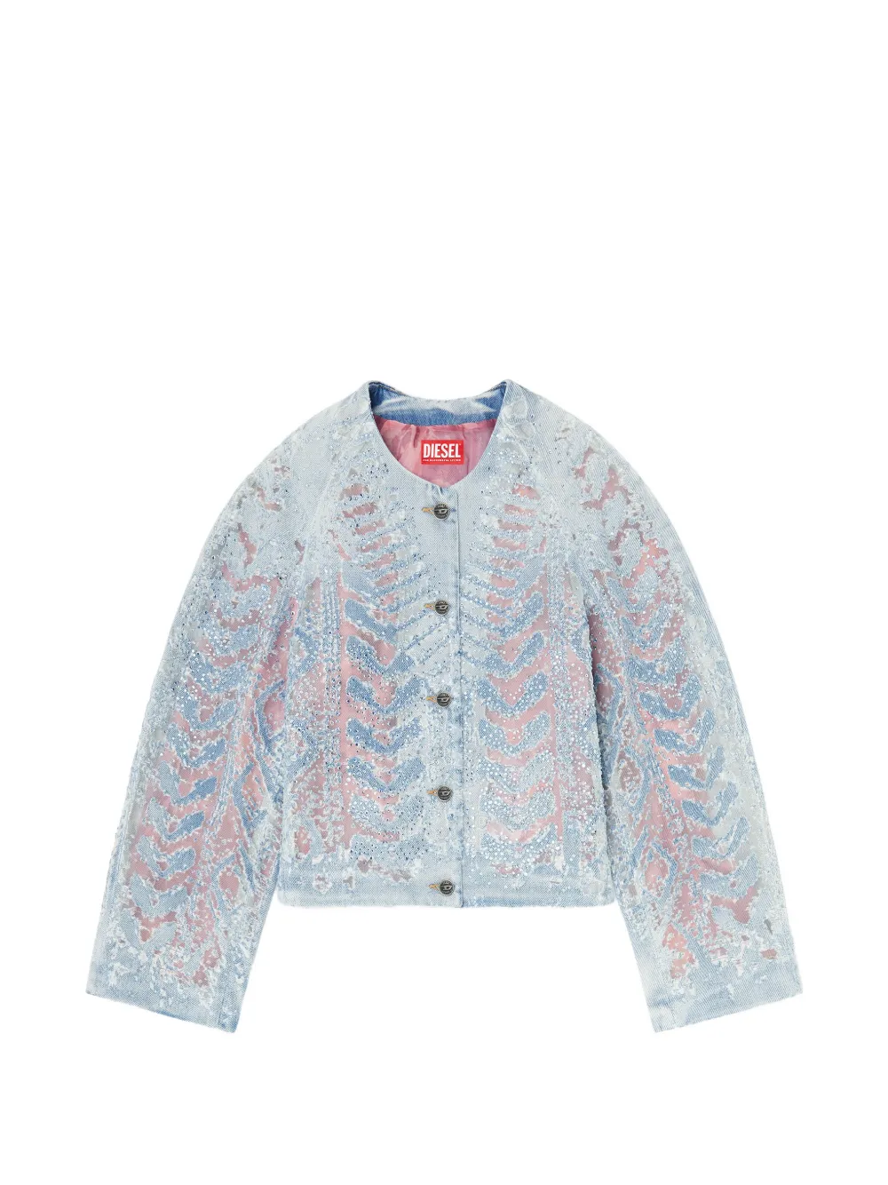 Diesel jacket in microstone devoré denim - Blu
